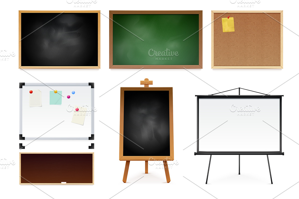 Realistic school boards. Chalk board, an Object Illustration by Stock-Smart-Start