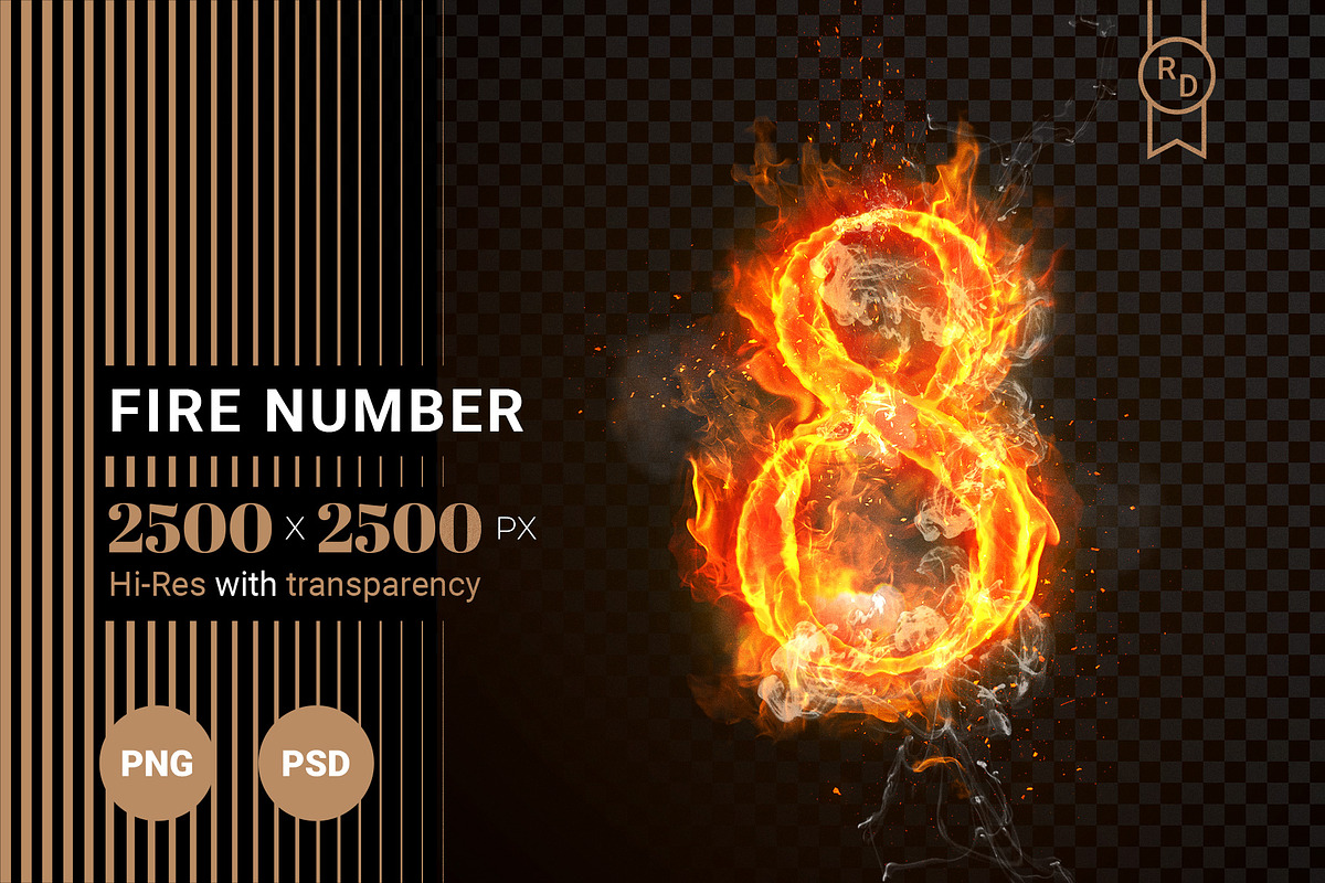 Fire Number 8 of burning flame (PSD), an Illustration by Ron Dale