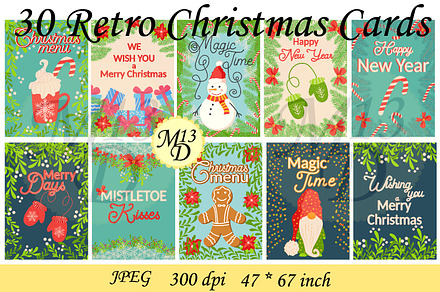 30 Retro Christmas Cards - 2, a Card Template by Michiru13