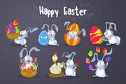 Easter Rabbits with Easter Eggs, an Animal Illustration by yuanden graphics (Thumbnail 1 of 4)