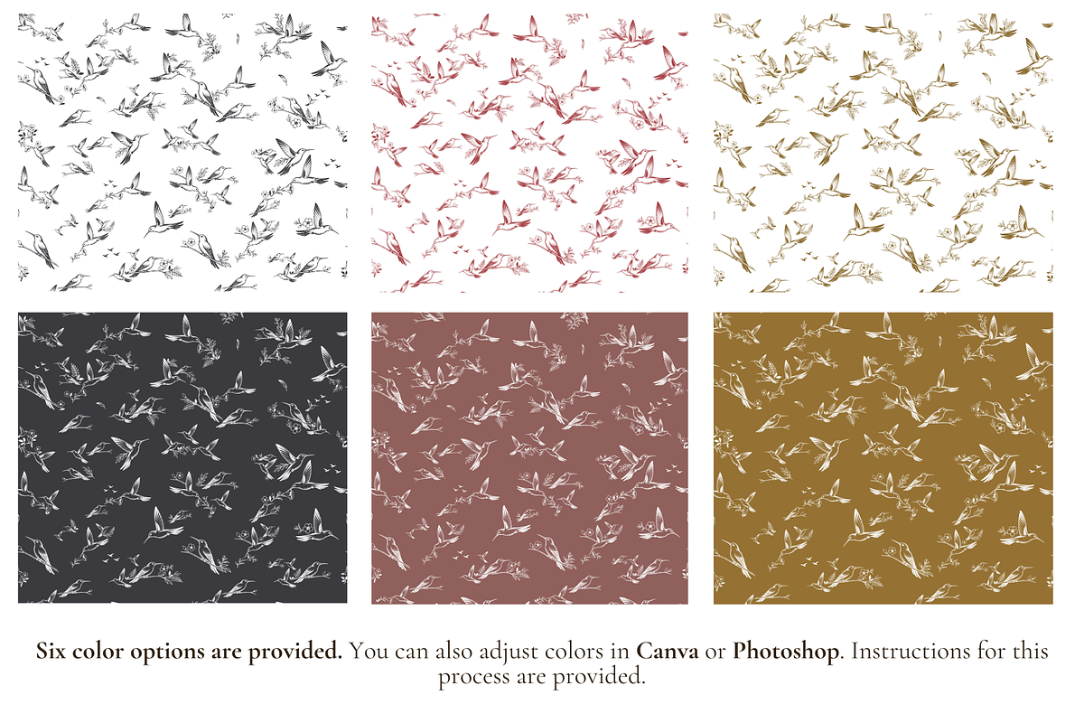 Hummingbird Illustrated Toile Print, a Pattern Graphic by Hughes Studio (Photo 2 of 8)