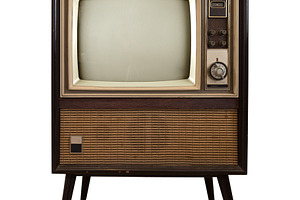 Vintage tv containing tv, television, and isolated