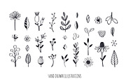 Boho floral line art hand drawn set, a Decorative Illustration by Wild Muse (Thumbnail 3 of 7)