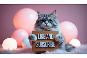 Fluffy cat holding a wooden sign, an Illustration by tilialucida