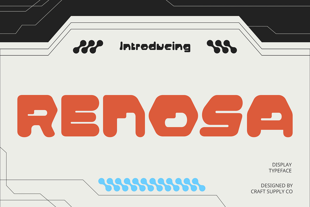Renosa – Techno Font, a Sans Serif Font by Craft Supply Co. (Photo 1 of 8)