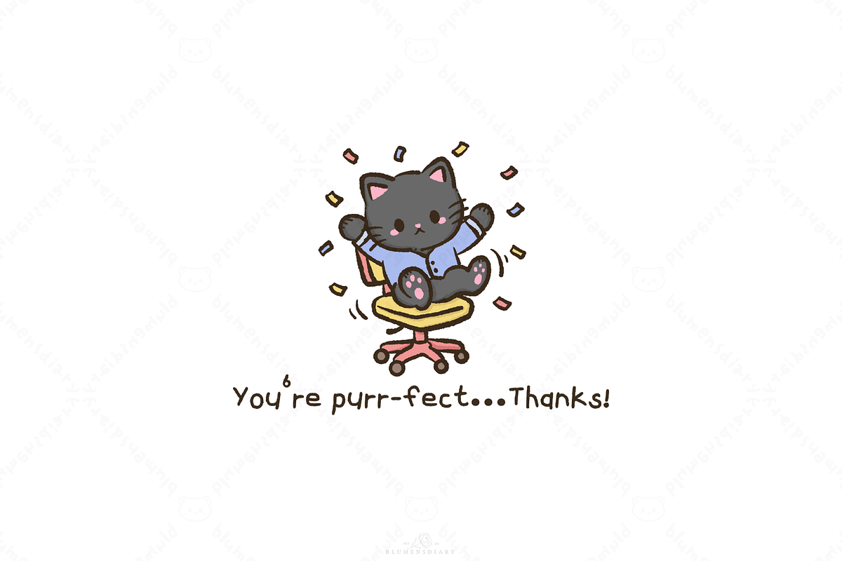 Kawaii black cat office life clipart, an Animal Illustration by Blumensdiary (Photo 6 of 6)
