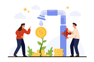 Financial Growth Concept with Money, a Finance Illustration by Flashvector