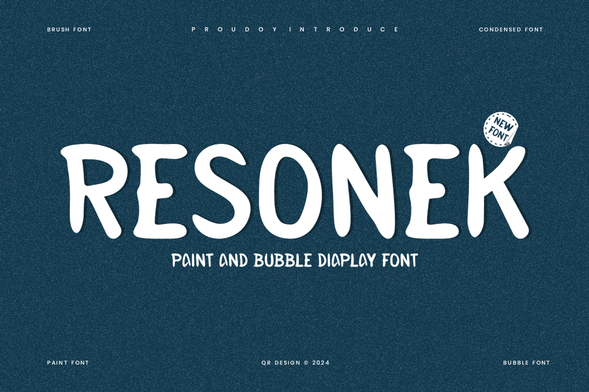Resonek - Paint Display Font, a Sans Serif Font by QR Design Studio (Photo 1 of 6)