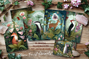 Forest Flower Animals Postcards, an Animal Illustration by The Dutch Lady Designs (Thumbnail 1 of 7)