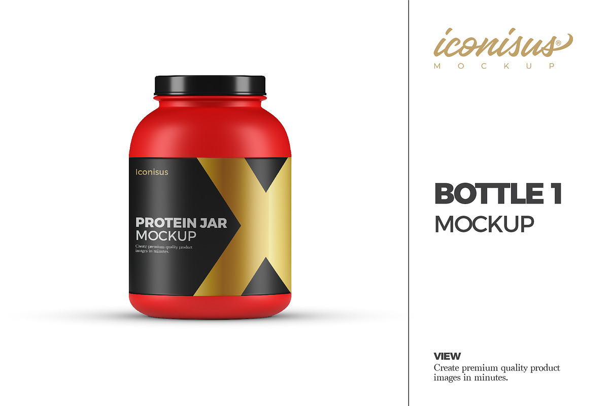 Protein Jars Mockups Template, a Cups & Container Mockup by iconisusmockup (Photo 3 of 5)