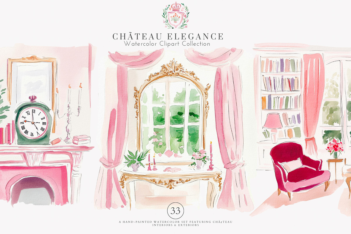 chateau clipart french illustration, a Decorative Illustration by Patishop Art (Photo 1 of 10)