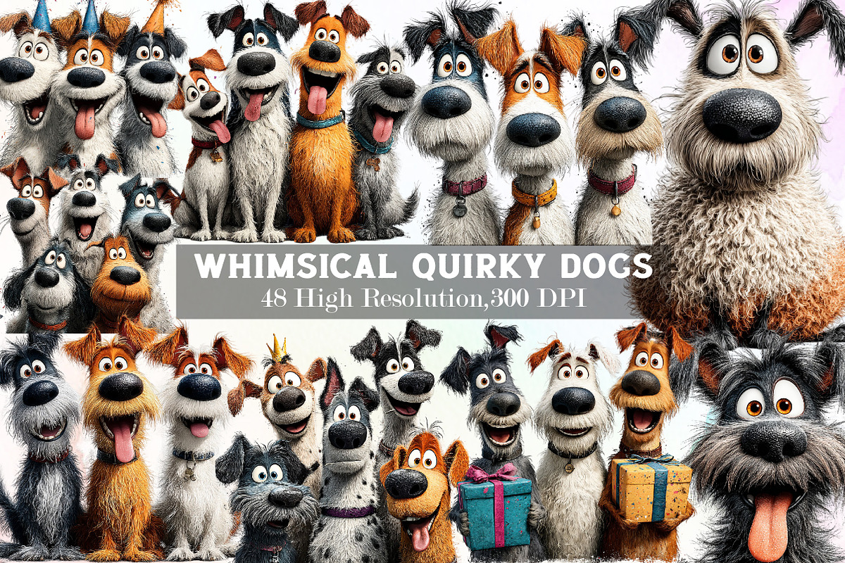 Whimsical Quirky Dogs Clipart, an Illustration by Sublimation Artist (Photo 1 of 7)