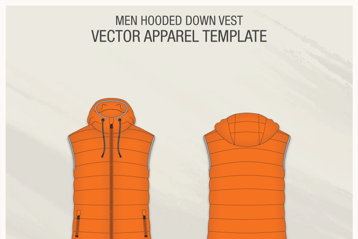 Men Hooded Down Vest Fashion Flat, an Illustration by VECFASHION (Photo 2 of 3)