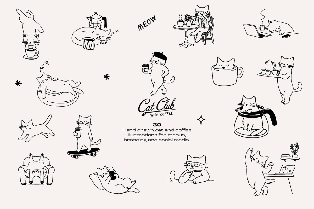 Cat Life: Coffee Edition, an Animal Illustration by dicreate (Photo 4 of 12)