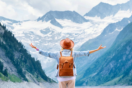 Traveler enjoys the view, a Person Photo by Landscape and travel