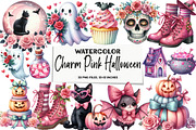Charm Pink Halloween Clipart Bundle, an Illustration by DreamArtGraphic (Thumbnail 1 of 5)