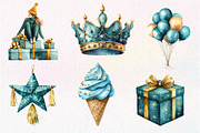 Teal Birthday Sublimation Clipart, an Illustration by Dream Creation (Thumbnail 2 of 7)