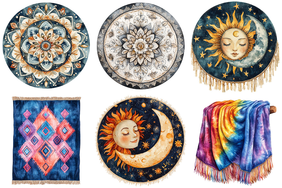 Boho Style Tapestry & Blanket Bundle, an Illustration by Pixels.Craft (Photo 4 of 10)