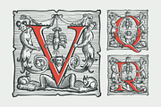 Devil's medieval initials, drop caps, a Decorative Illustration by kaer_shop (Thumbnail 1 of 7)