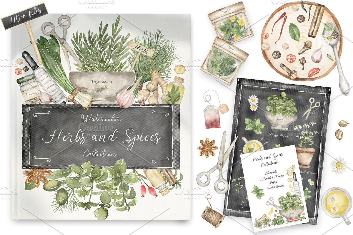 Watercolor Herbs and Spices, a Food Illustration by MayaNavits (Photo 1 of 13)