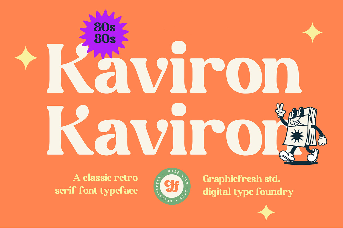 Kaviron Retro Font, a Serif Font by Graphicfresh (Photo 1 of 10)