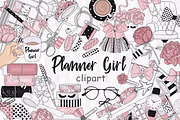 Planner Girl Clipart, a Work Illustration by GlamArtZhanna (Thumbnail 1 of 4)