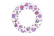 Magic Witch Halloween Round  Design, a Work Illustration by Vector and Templates (Thumbnail 1 of 2)