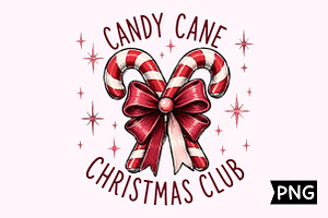 Candy Cane Christmas Club Red Bow, a Seasonal Illustration by Creative Art