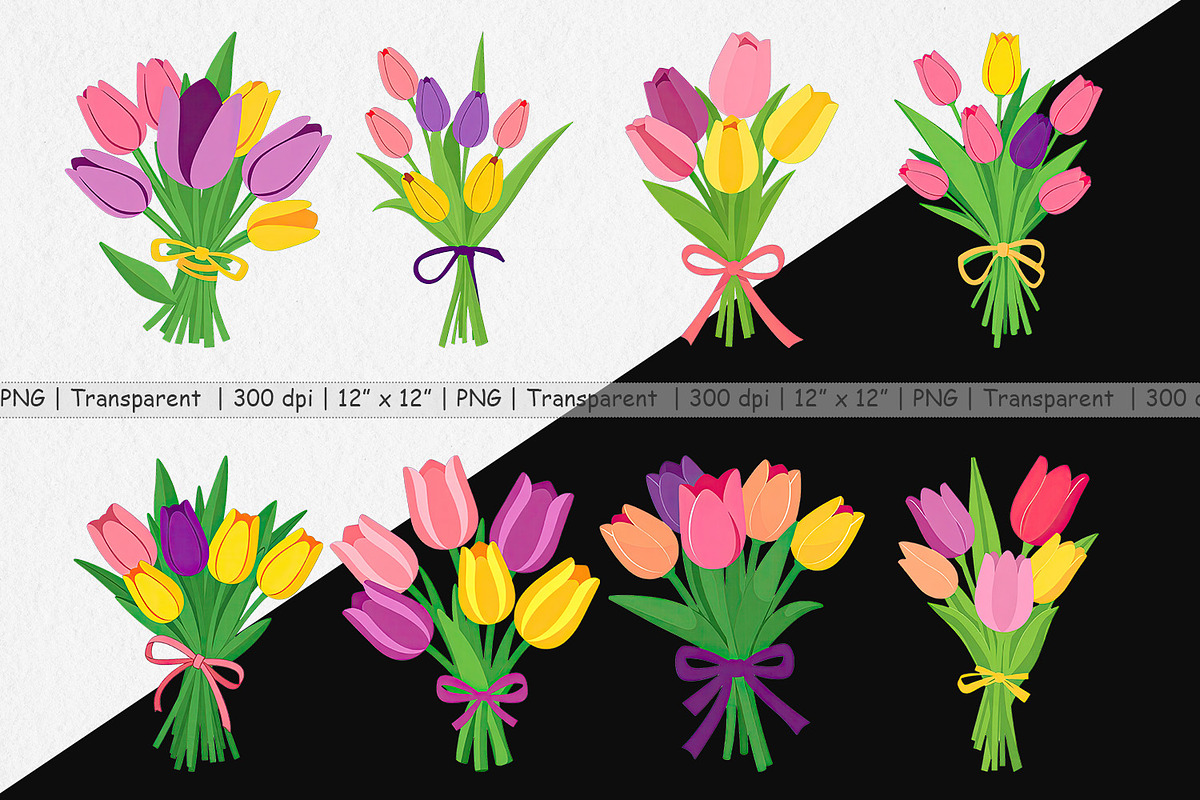 Tulip Bouquet Clipart, a Graphic by Artnoy (Photo 2 of 5)