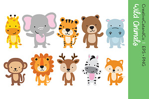 Wild Animals Standing EPS PNG