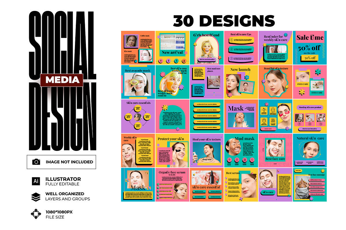 30 social media post design, a Social Media Template by graphic bakers (Photo 1 of 16)