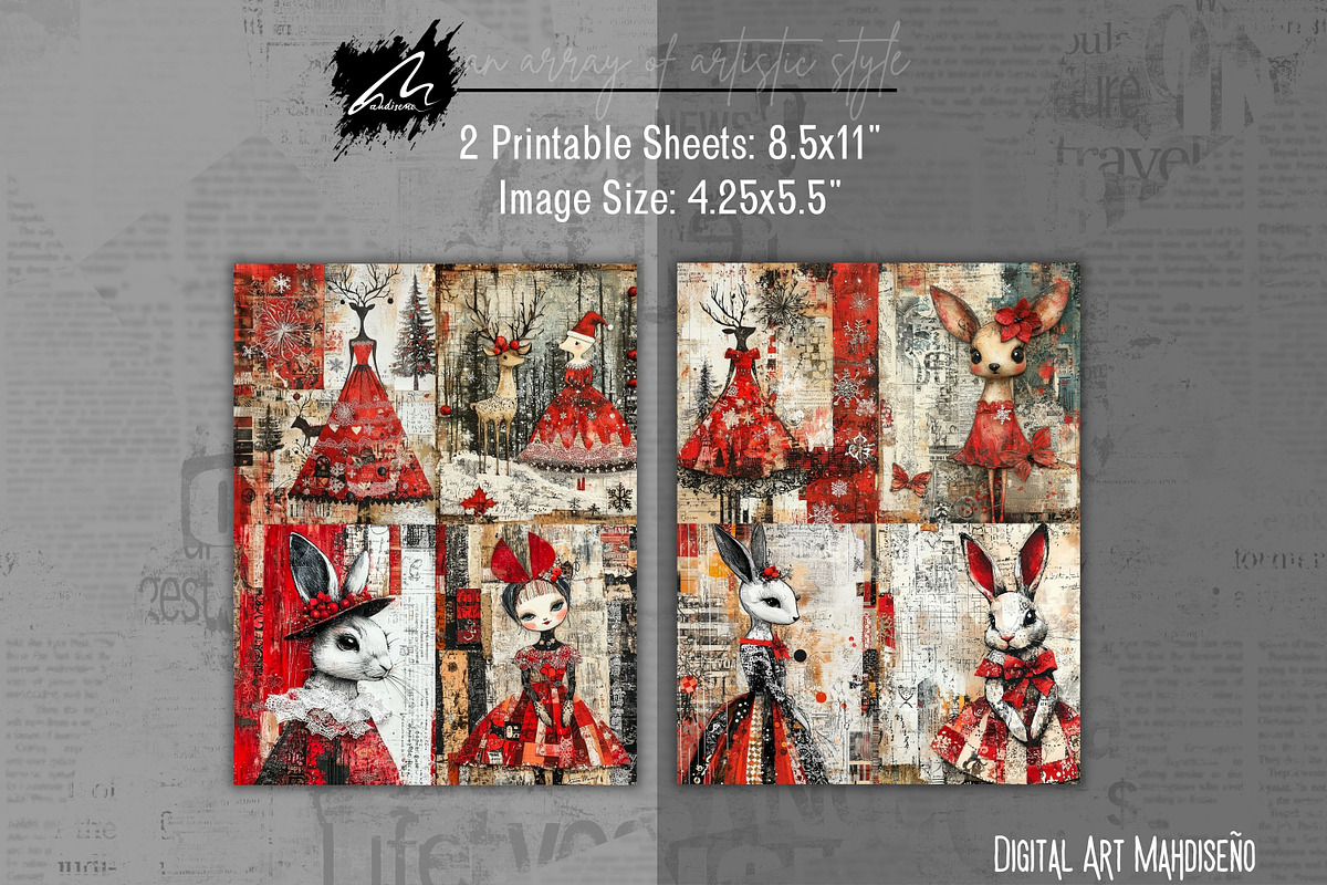 Shabby Xmas Mixed Media Scrappapers, a Decorative Illustration by Digital Art Mahdiseño (Photo 9 of 10)