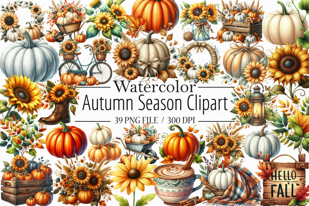 Autumn Season Clipart, an Illustration by Libby Wishes (Photo 1 of 9)