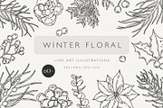 WINTER FLORAL Christmas line art set, a Decorative Illustration by Madiwaso (Thumbnail 8 of 9)