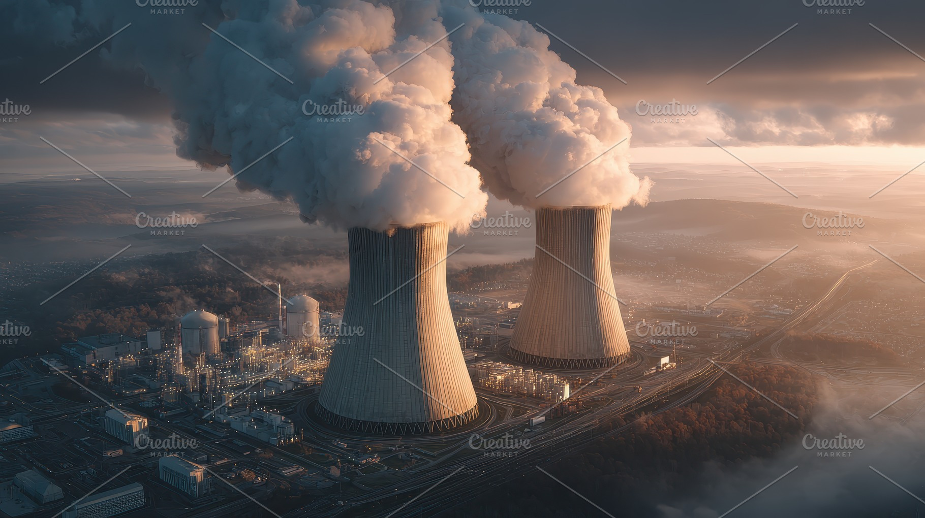 Aerial view of a nuclear power plant, a Photo by Pixeness Studio