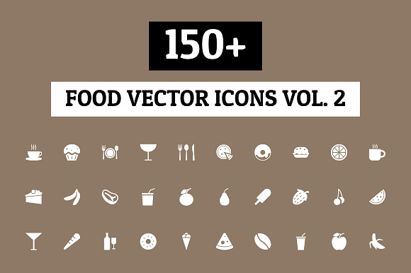 150 Food Vector Icons Vol 2