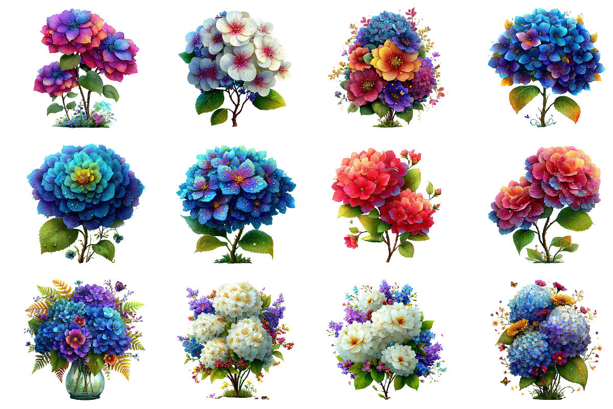 Watercolor Hydrangea Clipart,Spring, an Illustration by Dream Creation (Photo 4 of 4)