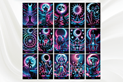 Neon Moon Tarot Cards Deck, an Object Illustration by Mugio (Thumbnail 2 of 6)