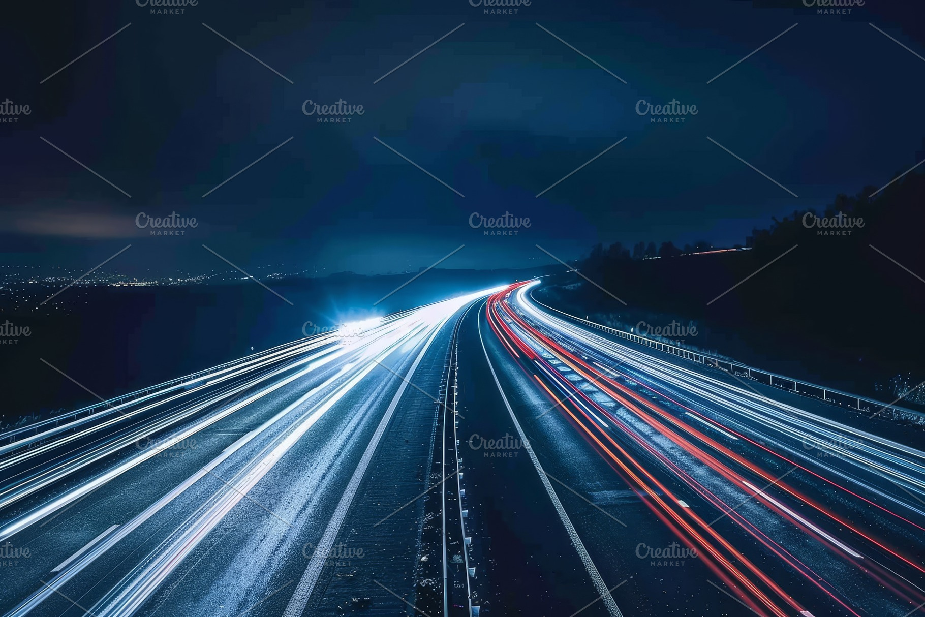 Vibrant light trails from vehicles i, a Photo by Tanuart