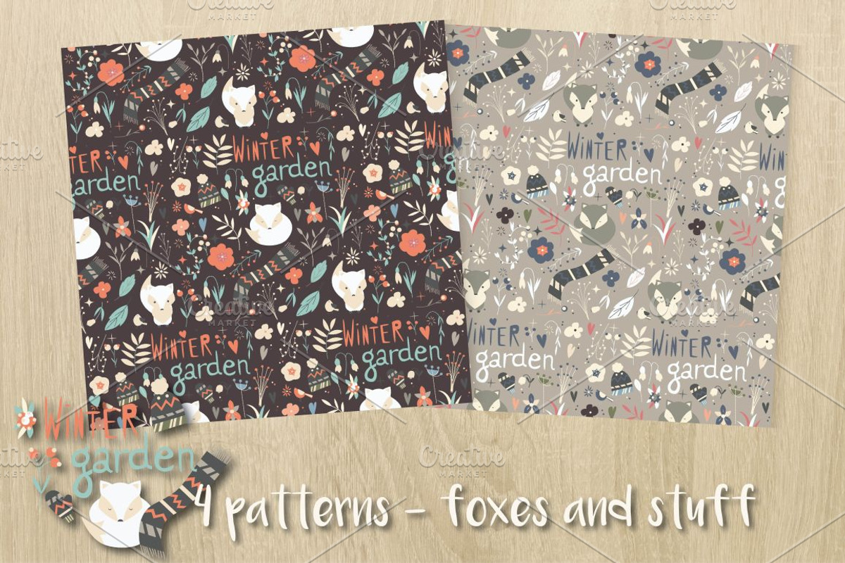 4 Winter Garden Seamless Patterns, a Pattern Graphic by Blue Lela Design