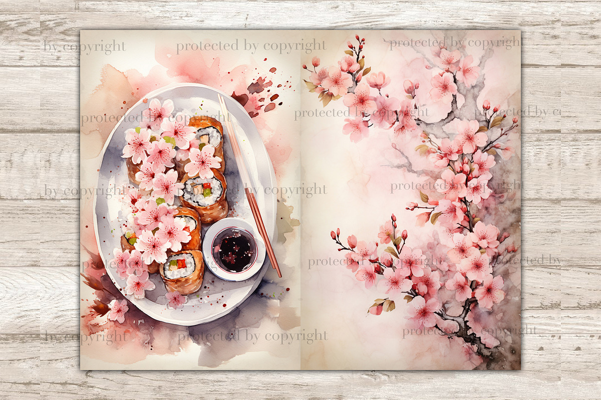 Sakura Junk Journal Pages, a Seasonal Illustration by GlamArtZhanna (Photo 9 of 10)