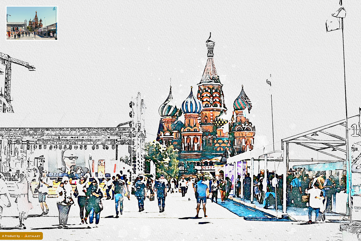 UrbaneXign - Mixed Watercolor Sketch, an Action Add-On by A R T M A R T (Photo 8 of 11)
