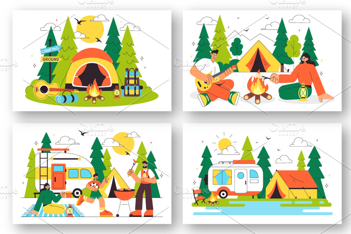 10 Summer Camping Illustration, a Seasonal Illustration by denayunebgt (Photo 4 of 4)