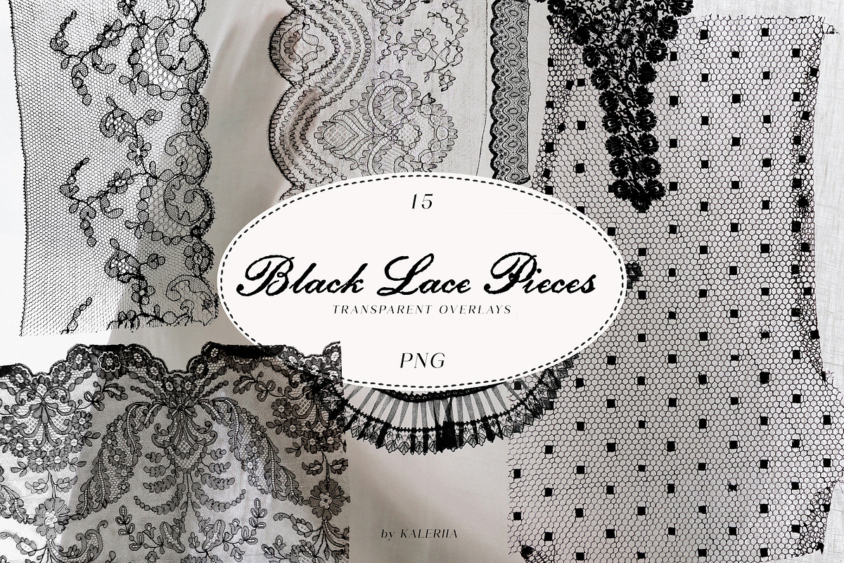 Black Lace Pieces Overlays, a Texture Graphic by Kaleriia (Photo 1 of 9)