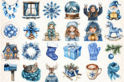 Cozy Christmas Blue Clipart, an Illustration by Libby Wishes (Thumbnail 2 of 7)