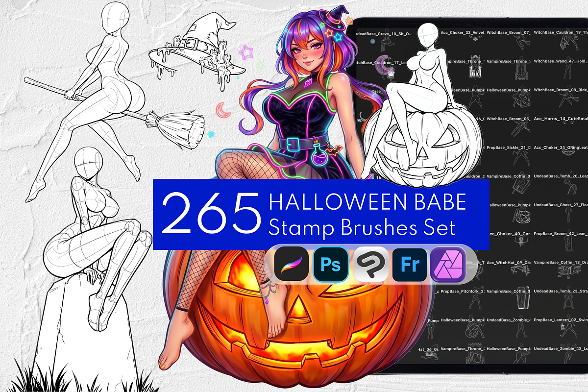 Halloween Procreate Stamps, a Brush Add-On by Selentaori Studio (Photo 1 of 13)