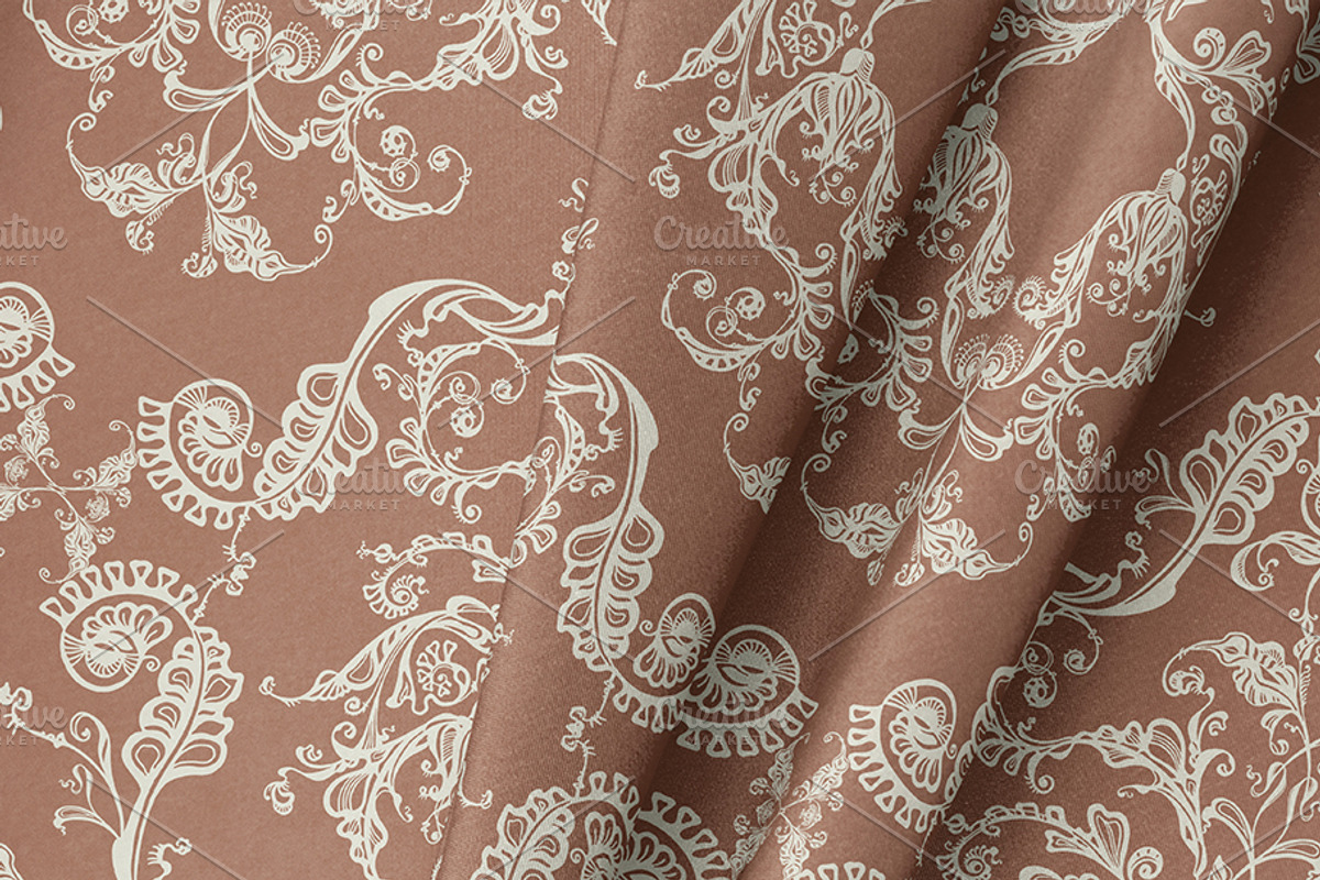 Cream & Mocha Baroque Flowers, a Pattern Graphic by ilustrinna (Photo 9 of 9)