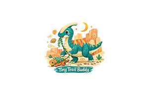 Tiny Trail Buddy Dinosaur Wall Art, a Background Graphic by LaseredNinja