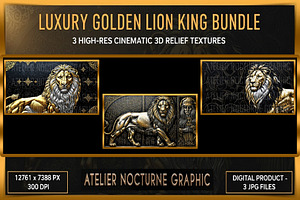 Luxury Golden Lion Bundle 3D Relief