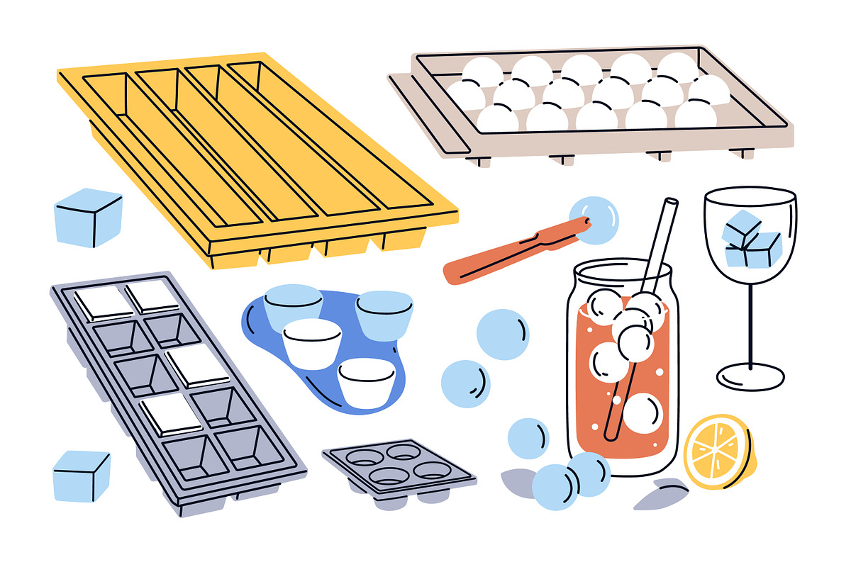 Ice cubes in trays and molds set, an Object Illustration by Good Studio (Photo 2 of 3)